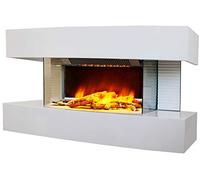 CHEMIN'ARTE Camino elettrico da parete Lounge Medium Bianco - 82x21x42cm - caminetto elettrico con Fiamma LED 2000W e Telecomando, Caminetto con Timer e Controllo Automatico di Temperatura
