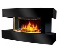 CHEMIN'ARTE Camino elettrico da parete Lounge Medium Nero - 82x21x42cm - caminetto elettrico con Fiamma LED 2000W e Telecomando, Caminetto con Timer e Controllo Automatico di Temperatura