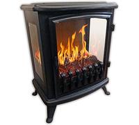 CHEMIN'ARTE Camino elettrico da Terra Fire Glass - Fiamme a 180° - Nero - Termostato Regolabile e Controllo Indipendente delle Fiamme - Caminetto elettrico