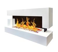 CHEMIN'ARTE Camino elettrico LED da parete Quarzt 3XL 150 cm - Bianco - Effetto fiamma LED - Telecomando, Caminetto con Timer e Controllo Automatico di Temperatura