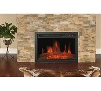 CHEMIN'ARTE Inserto elettrico caminetto OXFORD, 2000W, Nero, 61x20x44 cm - camino elettrico da incasso con luce LED, effetto della fiamma, colore nero