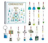 Chemistry Advent Calendar 2025, 24 Days Christmas Countdown Calendar with Experiments Chemistry Set, 2D Acrylic Science Themed Hanging Pendants, for Chemistrys Enthusiast (1pc)