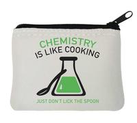 Chemistry Is Like Cooking Just Don't Lick The Spoon - Portamonete in neoprene, 10 x 11 cm, colore: Bianco, bianco, Taglia unica