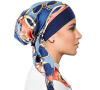 Chemo Copricapo da donna per la testa delle sciarpe turbanti UK cancro sciarpe bandane perdita di capelli Beanie cappello cancro copricapo sciarpa berretto musulmano seta, PaPastoral- Blu