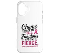 Chemo Made Me Bald Fabulous Made Me Fierce Breast Cancer Custodia per iPhone 16