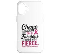 Chemo Made Me Bald Fabulous Made Me Fierce Breast Cancer Custodia per iPhone 16 Plus