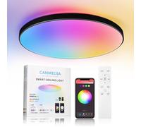 CHENBEN LED Plafoniera Dimmerabile Con Telecomando 24W RGB Cambia Colore Plafoniera Led 3000K-6500K LED Decorazione IP44 Lampada Rotonda Soggiorno Per Camera Da Letto Cucina Cameretta Nero