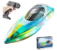 CHENBOOW Barca Telecomandata,Barca Radiocomandata,Barca da Corsa,Barca RC con Luce LED,Motoscafo Radiocomandato,2,4 GHz Barca RC,Motoscafo Telecomandato Veloce per Piscine e Laghi