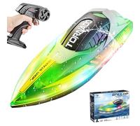 CHENBOOW Barca Telecomandata,Barca Radiocomandata,Barca da Corsa,Barca RC con Luce LED,Motoscafo Radiocomandato,2,4 GHz Barca RC,Motoscafo Telecomandato Veloce per Piscine e Laghi