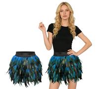 CHENBOOW Gonna a Piuma,Piuma in Vita Alta Mini Gonna,Donne Piume Gonna,Gonne con Piume,Costume da Carnevale,Costumi di Danza Pavone Cosplay,per Carnevale,Carnevali e Feste a Tema,Halloween