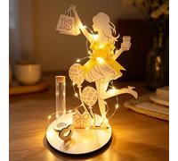 CHENBOOW Regalo di Compleanno per Donne, Regalo di Denaro per il 18° Compleanno, con Catena Luminosa a LED, Cartello in Legno, Decorazione da Tavolo