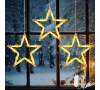 Chenboow - Tenda luminosa a stella, 3 pezzi, per finestre decorative di Natale, 30 cm, luci decorative per interni ed esterni, per feste
