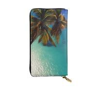 chenfandi Beach Coconut Sunshine Portafoglio, Portafoglio con cerniera da donna, Portafoglio lungo da donna, Portafoglio organizer multi-carta, Portafoglio && Clutch, Nero , Taglia unica