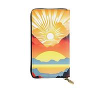 chenfandi Bright Sunrise Portafoglio, Portafoglio con cerniera da donna, Portafoglio lungo da donna, Portafoglio organizer multi-carta, Portafoglio && Clutch, Nero , Taglia unica