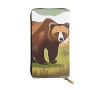 chenfandi Brown Bear Walking Portafoglio, Portafoglio con cerniera da donna, Portafoglio lungo da donna, Portafoglio organizer multi-card, Portafoglio && Clutch, Nero , Taglia unica