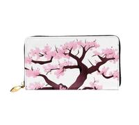 chenfandi Cherry Blossoms Tree Wallet, portafoglio con cerniera, portafoglio multi-card organizer, &&& grande capacità, 7,48 x 4,13 pollici (circa 19 x 10,5 cm), Nero , Taglia unica