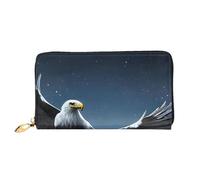 chenfandi Eagle Under The Stars Portafoglio, portafoglio con cerniera, organizer multi-card, grande capacità, 7,48 x 4,13 pollici (circa 19 x 10,5 cm), Nero , Taglia unica