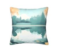 chenfandi Foglie cadute su un lago tranquillo federa per cuscino, 40,6 x 40,6 cm, cuscino decorativo quadrato per divano, soggiorno, letto e decorazione della casa.