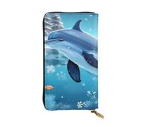 chenfandi Inverno The Dolphin Portafoglio, Portafoglio da donna con cerniera, Portafoglio lungo da donna, Portafoglio organizer multi-card, && Portafoglio Clutch, Nero , Taglia unica