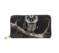 chenfandi Late Night Owl, portafoglio con cerniera, portafoglio di grande capacità, portafoglio lungo, portafoglio organizer multi-carte, && unisex, Nero , Taglia unica