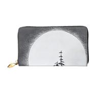 chenfandi Moon Pine Tree Portafoglio, portafoglio con cerniera, portafoglio organizer multi-carte, &&& grande capacità, 7,48 x 4,13 pollici (circa 19 x 10,5 cm), Nero , Taglia unica