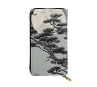 chenfandi Pine Tree Under The Moon Portafoglio, Portafoglio con cerniera da donna, Portafoglio lungo da donna, Portafoglio organizer multi-carta, Portafoglio && Clutch, Nero , Taglia unica