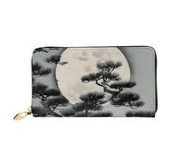chenfandi Pine Tree Under The Moon Portafoglio, portafoglio con cerniera, portafoglio multi-card organizer, &&& grande capacità, 7,48 x 4,13 pollici (circa 19 x 10,5 cm), Nero , Taglia unica