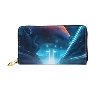 chenfandi Portafogli Futuro Fantascienza, Portafoglio con cerniera, Portafoglio grande capacità, Portafoglio lungo, Portafoglio Organizer Multi-Card, && Unisex, Nero , Taglia unica