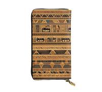 chenfandi Portafoglio con affreschi egiziani, portafoglio con cerniera da donna, portafoglio lungo da donna, portafoglio organizer multi-carta, portafoglio && Clutch, Nero , Taglia unica