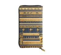 chenfandi Portafoglio con affreschi faraonici egiziani, portafoglio con cerniera da donna, portafoglio lungo da donna, portafoglio organizer multi-carta, portafoglio && Clutch, Nero , Taglia unica
