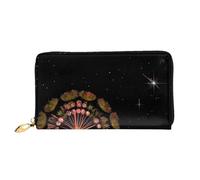 chenfandi Portafoglio con dente di leone stellato, portafoglio con cerniera, portafoglio organizer multi-card, grande capacità, 7,48 x 4,13 pollici (circa 19 x 10,5 cm), Nero , Taglia unica
