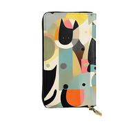 chenfandi Portafoglio con gatto di arte moderna di metà secolo, portafoglio con cerniera da donna, portafoglio lungo da donna, portafoglio organizer multi-carta, portafoglio && Clutch, Nero , Taglia