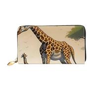 chenfandi Portafoglio con giraffa madre e figlio, portafoglio con cerniera, portafoglio di grande capacità, portafoglio lungo, portafoglio organizer multi-carte, && unisex, Nero , Taglia unica