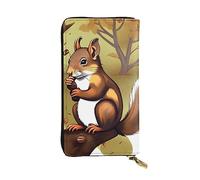 chenfandi Portafoglio con scoiattolo che mangia noci, portafoglio con cerniera da donna, portafoglio lungo da donna, portafoglio organizer multi-carta, portafoglio && Clutch, Nero , Taglia unica