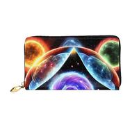 chenfandi Portafoglio Cosmic Stars, portafoglio con cerniera, portafoglio organizer multi-carte, grande capacità, 7,48 x 4,13 pollici (circa 19 x 10,5 cm), Nero , Taglia unica