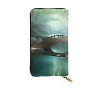 chenfandi Portafoglio Little Bridge in The East, portafoglio con cerniera da donna, portafoglio lungo da donna, portafoglio organizer multi-carta, portafoglio && Clutch, Nero , Taglia unica