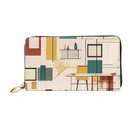 chenfandi Portafoglio moderno di metà secolo, portafoglio con cerniera, portafoglio di grande capacità, portafoglio lungo, portafoglio organizer multi-carte, && unisex, Nero , Taglia unica