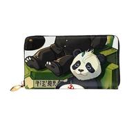 chenfandi Portafoglio Pandas of Father and Son, portafoglio con cerniera, portafoglio grande capacità, portafoglio lungo, portafoglio organizer multi-carte, unisex, Nero , Taglia unica