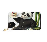 chenfandi Portafoglio Pandas of Father and Son, portafoglio con cerniera, portafoglio organizer multi-card, grande capacità, circa 19 x 10,5 cm, Nero , Taglia unica