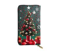 chenfandi Portafoglio rotondo con albero di Natale, portafoglio con cerniera da donna, portafoglio lungo da donna, portafoglio organizer multi-carta, portafoglio && Clutch, Nero , Taglia unica