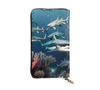 chenfandi Portafoglio Sharks Under The Sea, Portafoglio con cerniera da donna, Portafoglio lungo da donna, Portafoglio organizer multi-card, Portafoglio && Clutch, Nero , Taglia unica