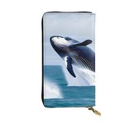 chenfandi Portafoglio Whales At Sea, Portafoglio con cerniera da donna, Portafoglio lungo da donna, Portafoglio organizer multi-card, Portafoglio && Clutch, Nero , Taglia unica