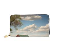 chenfandi Ranch View Wallet, portafoglio con cerniera, portafoglio organizer multi-card, grande capacità, 7,48 x 4,13 pollici (circa 19 x 10,5 cm), Nero , Taglia unica