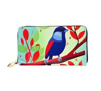 chenfandi Red Leaf Bird Portafoglio, Portafoglio con cerniera, Portafoglio di grande capacità, Portafoglio lungo, Multi-Card Organizer Portafoglio, && Unisex, Nero , Taglia unica