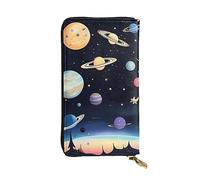chenfandi Saturn Jupiter Earth Portafoglio, Portafoglio con cerniera da donna, Portafoglio lungo da donna, Portafoglio organizer multi-card, Portafoglio && Clutch, Nero , Taglia unica