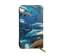 chenfandi Submarine Shark Coral Wallet, Portafoglio con cerniera da donna, Portafoglio lungo da donna, Portafoglio organizer multi-carta, portafoglio && Clutch, Nero , Taglia unica