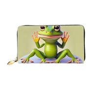 chenfandi The Funny Frog Doing Yoga Portafoglio, portafoglio con cerniera, portafoglio grande capacità, portafoglio lungo, portafoglio organizer multi-carte, && unisex, Nero , Taglia unica