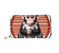 chenfandi The Silent Monkey, portafoglio con cerniera, portafoglio di grande capacità, portafoglio lungo, portafoglio organizer multi-carte, unisex, Nero , Taglia unica