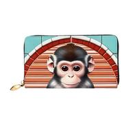 chenfandi The Silent Monkey, portafoglio con cerniera, portafoglio organizer multi-card, grande capacità, circa 19 x 10,5 cm, Nero , Taglia unica