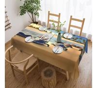 chenfandi Tovaglia rettangolare con tartarughe sulla spiaggia, 183 x 137 cm, tovaglia in poliestere lavabile per tavoli da pranzo, feste, buffet.